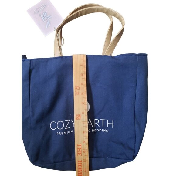 COZY EARTH Blue Tote Bag Zip Bamboo NEW - Picture 3 of 7